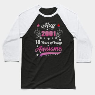 Born in May 2001 19th Birthday Gifts 19 Years Old Baseball T-Shirt